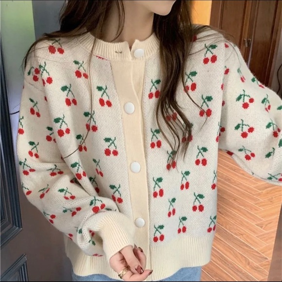 YESSTYLE: Sheppa - Cherry Print Cardigan - Picture 2 of 3